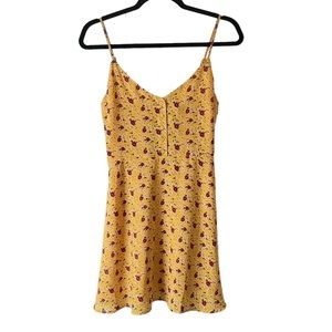 Forever 21 yellow floral sleeveless mini sundress size small